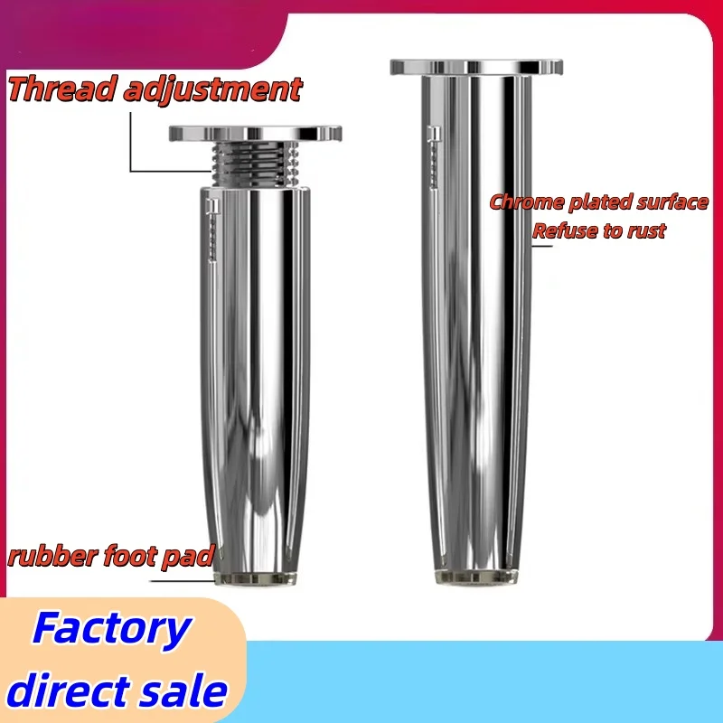 4 Pcs 8-15CM Bright Chrome Adjustable Aluminum Alloy Furniture Legs Cabinet Table And Chair Sofa Leg With Non-Slip Rubber Base