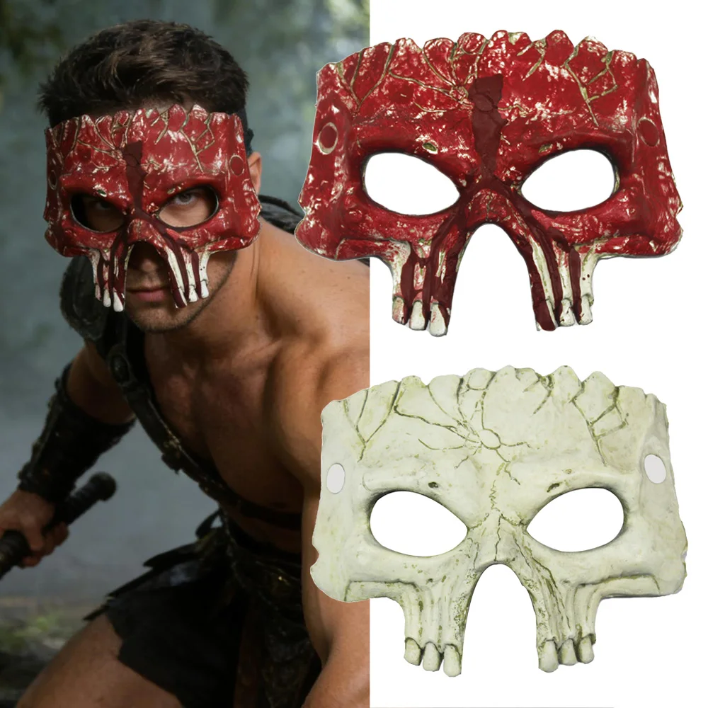

Horror Warrior Skeleton Mask Cosplay Skull Half Face Pu Masks Mardi Gras Carnival Halloween Dress Up Party Costume Props Gifts