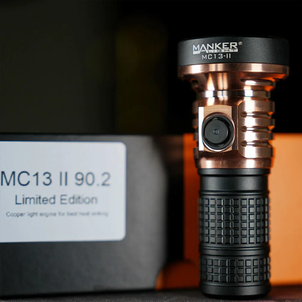 Manker MC13 II (Red Copper Limited Version) Rechargeable Compact Flashlight, LUMINUS SBT90.2 LED 4500 Lumens 665m Beam Throw