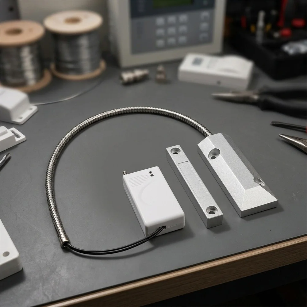 433mhzワイヤレス磁気ドアアラーム、常時開閉モード、50-70mmの感知範囲、ローリングシャッタードア用