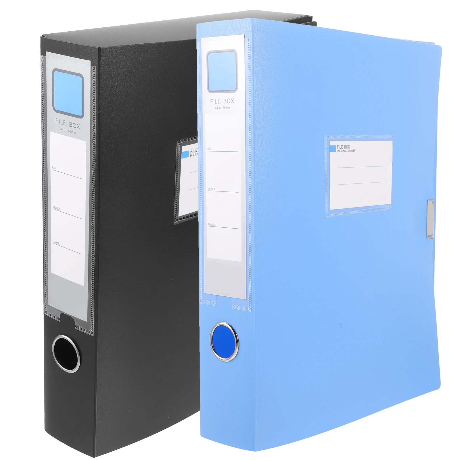 

2 Pcs A4 File Box Folder 55mm Black Blue Plastic Document Storage Container Large Capacity Office Paper ganizer