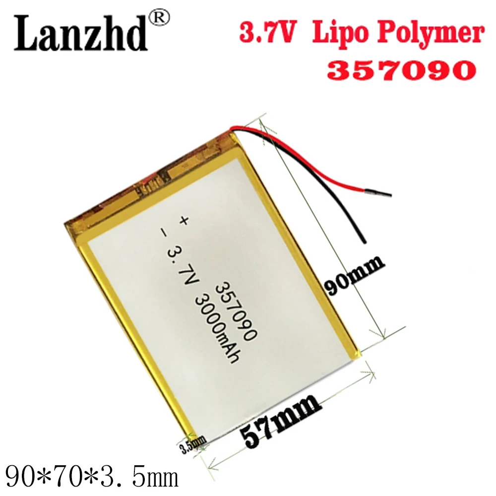 

1-12pcs 3.7V 3000mah polymer ion battery Li-ion battery for tablet pc MP3 MP4 Electric Toy 357095 replace 357090 Batteries