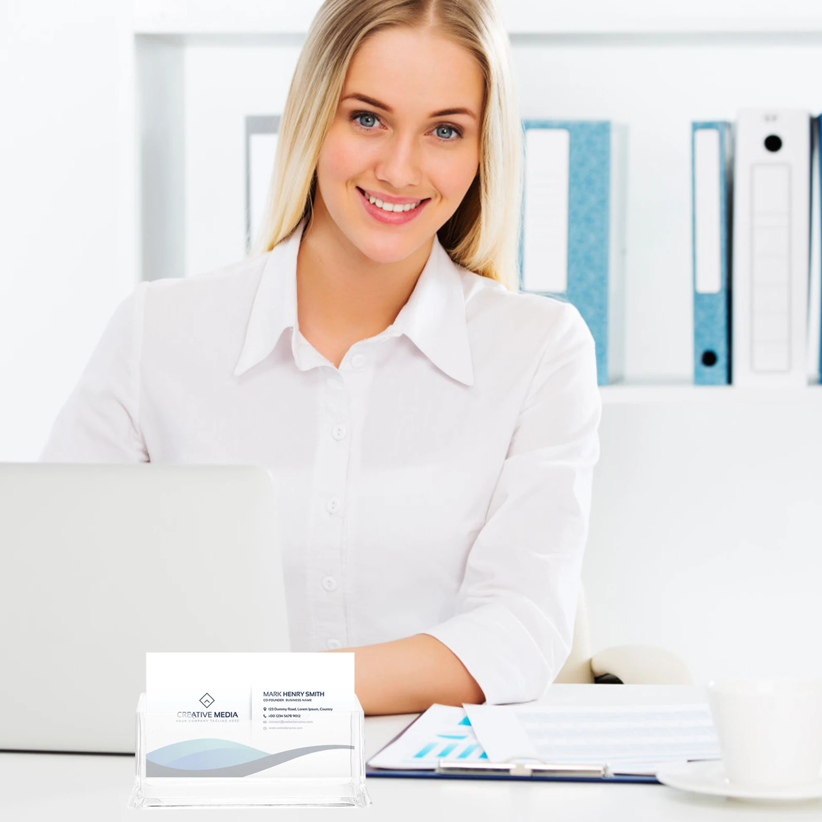 

3Pcs Business Card Holder Transparent Desktop Display Stand Plastic Cards Organizer Large Capacity Office Business Cards Storage