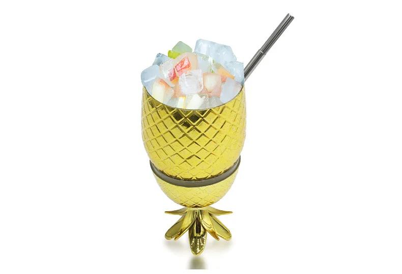 Cocktail Cups Plastic Wine Glass Pineapple Sippy Cup Summer Beach Party Wine Glasses Drink Cup Stainless Steel Straw Cup