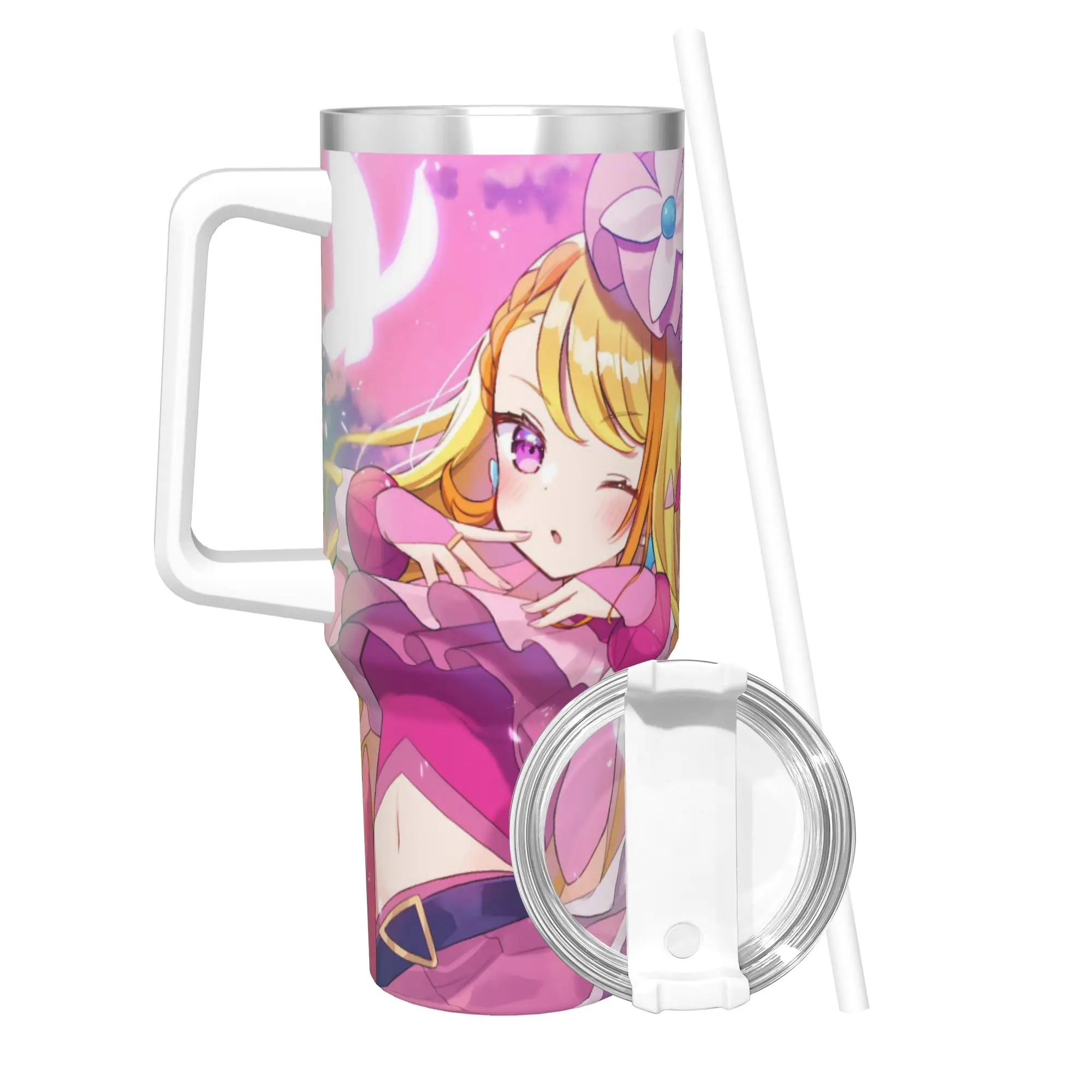 Soaring Sky Pretty Cure Tumbler With Straw  Stainless Steel Travel Mugs Double Wall Vacuum Insulated for Cold Or Hot 40oz