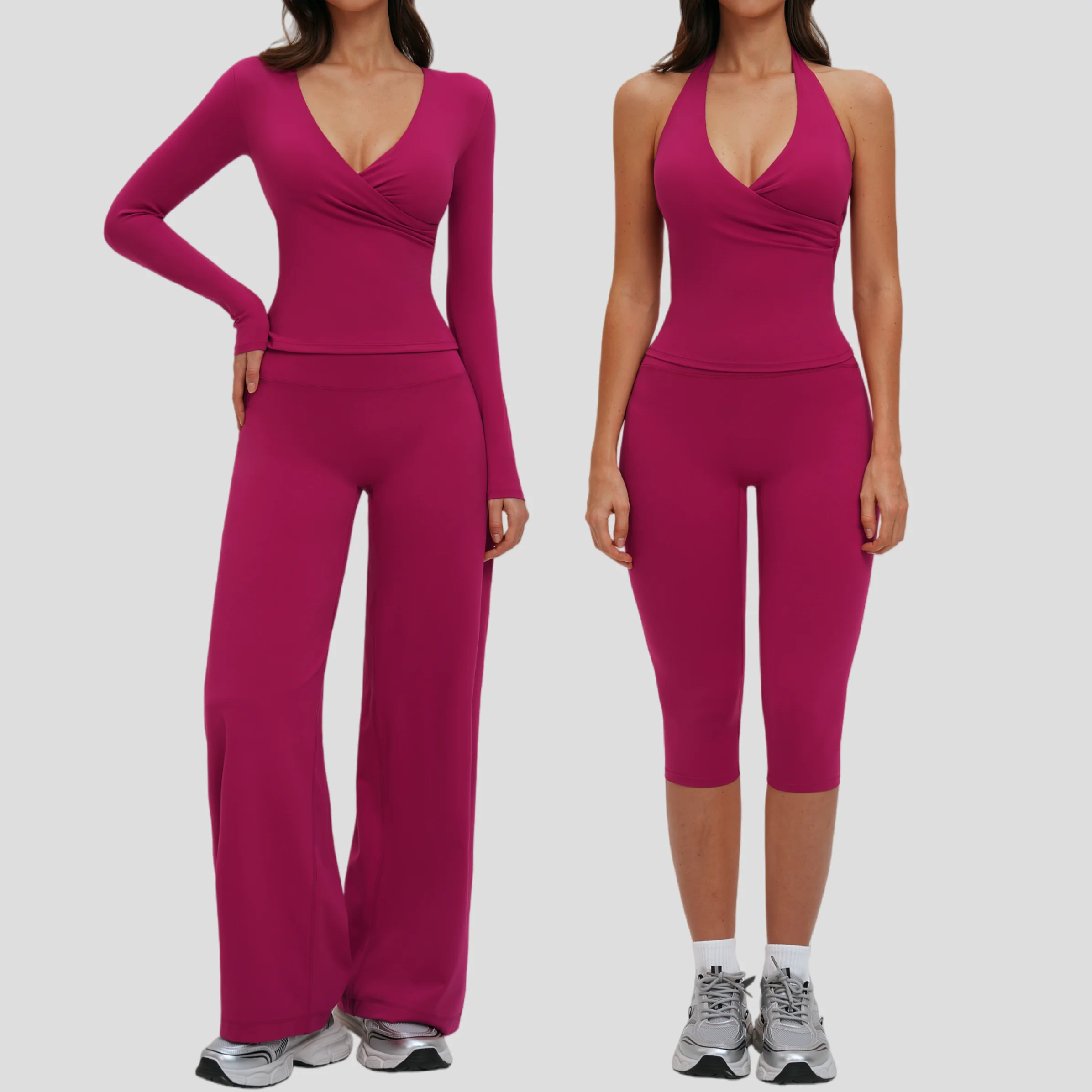 

Yoga Sports Set for Women Two Piece Set Loose Casual Fashion Set Gym Wear Sports Suit Fitness Vest Outdoor Running Middle Pants