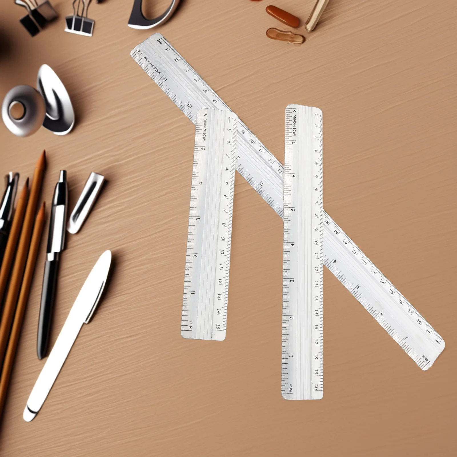 6 قطعة مجموعة سبائك الألومنيوم 30 سنتيمتر حافة مستقيمة أداة قياس الدقة لصياغة النجارة أداة الميكانيكي رسم النجارة #3