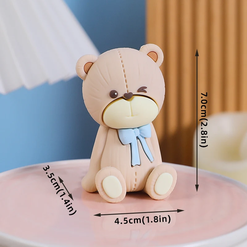 Rosa und blauer 3D-Bär-Kuchenaufsatz mit großem Regenbogen-Buchstaben für Babyparty, Bärendekorationen, Jungen und Mädchen, alles Gute zum Geburtstag, Partyzubehör – Detail 13