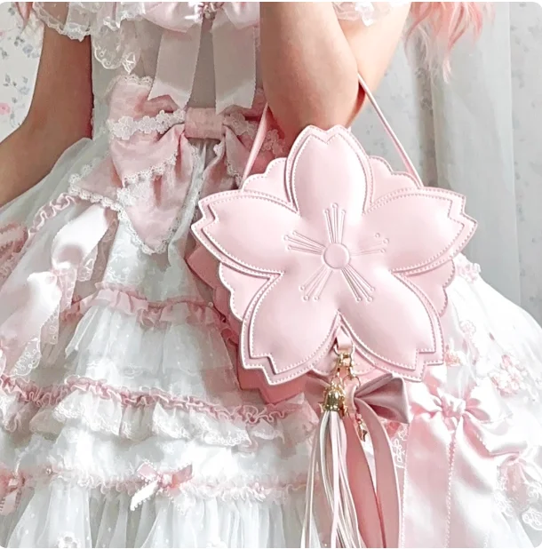 

Japanese Autumn Cute Student Large Capacity Lolita Shoulder Bag JK Lolita Sweet Fashion Petal Kawaii Girl Backpack Messenger Bag