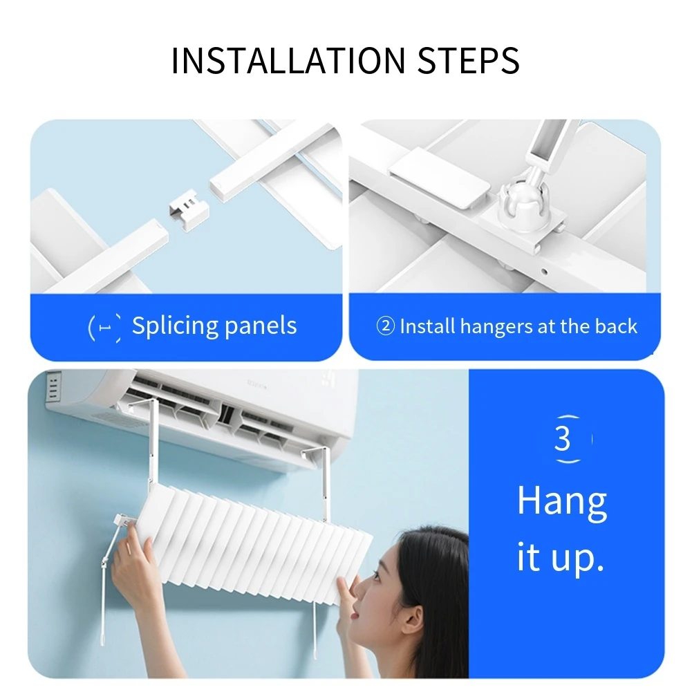 Airflow Control Wall Mounted Baffle Support Bracket ABS Material Easy Installation Process Air Conditioning Cover White