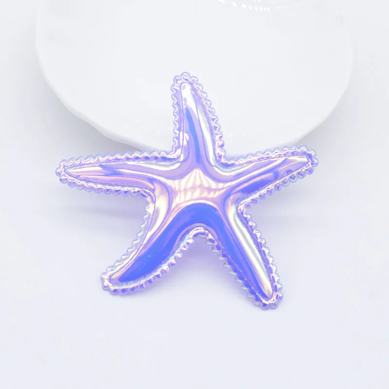 12Pcs 58*50mm Glitter PU Starfish Applique for DIY Cake Topper & Baby Craft Clothes Headwear BB Clip Accessory Decor Patches