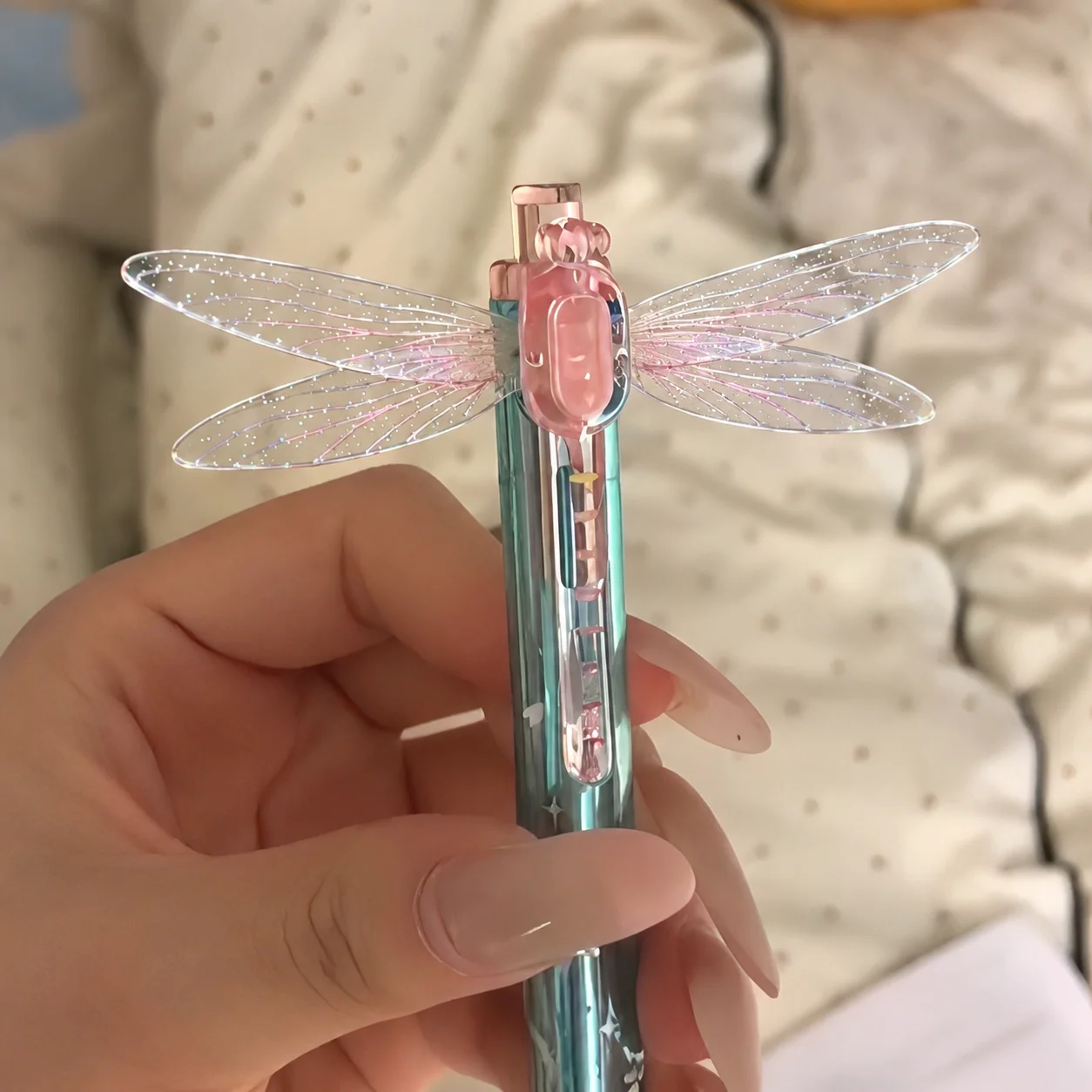 Dragonfly Wing Click Pen 0.5mm Fine Tip Gel Pen For Students & Office Workers Aesthetic Writing Instrument Fun Office Supplies
