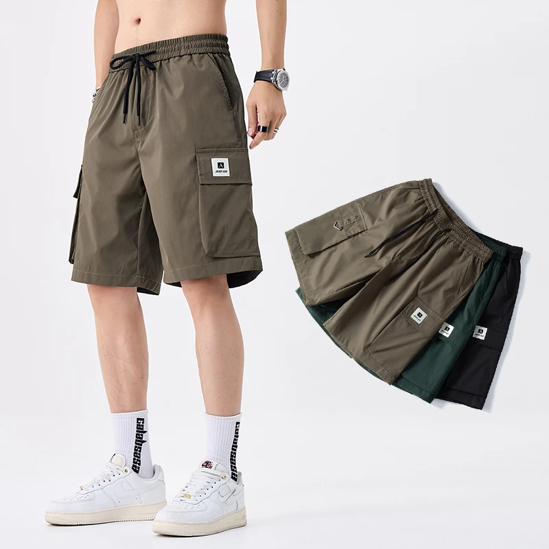 

Men's Cargo Shorts Summer Casual Loose Fit Five-Pocket Work Shorts Streetwear Thin Hip Hop Multi-Pocket Short Pants Male