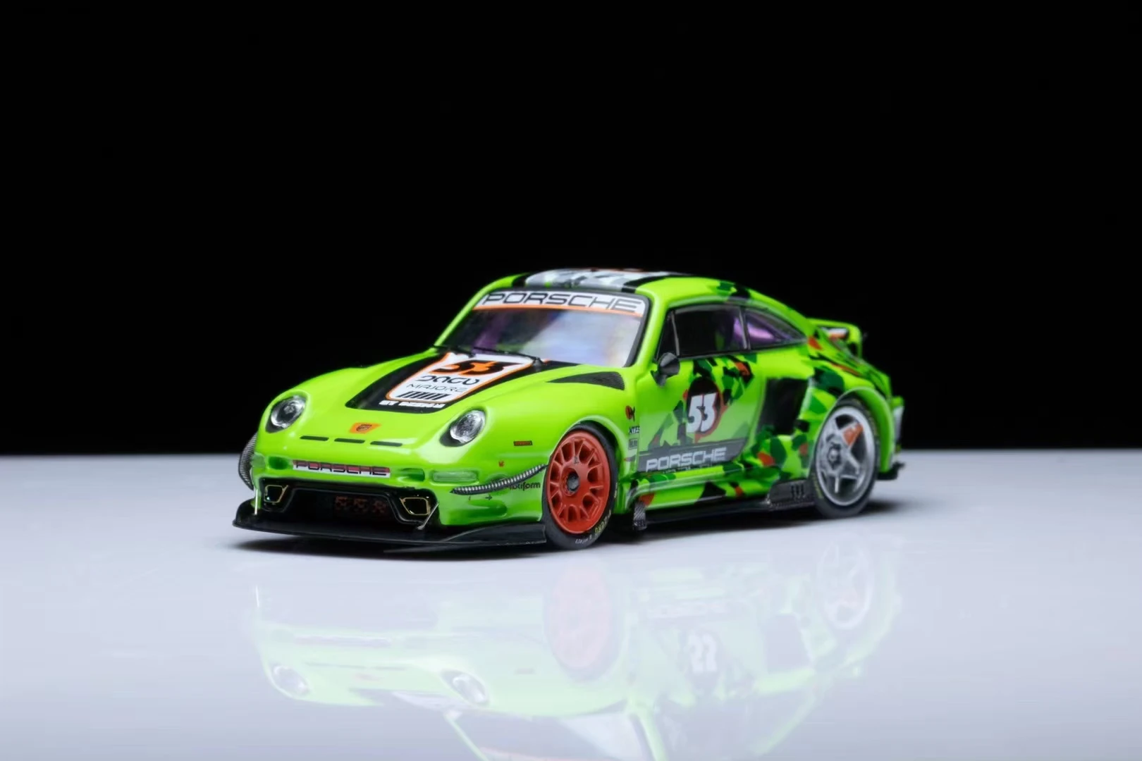 DCM X DragonBo 1:64 Porsche RWB Revamped 993 Ducktail, Back Cover Magnetic Alloy Car Model