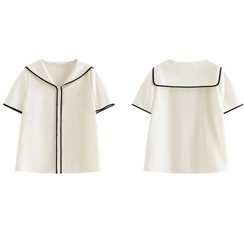 Nuova camicia da donna marinaio camicetta elegante camicia a maniche corte camicetta donna top Blusas Para Mujer Camisas De Mujer Blusas camicie N489