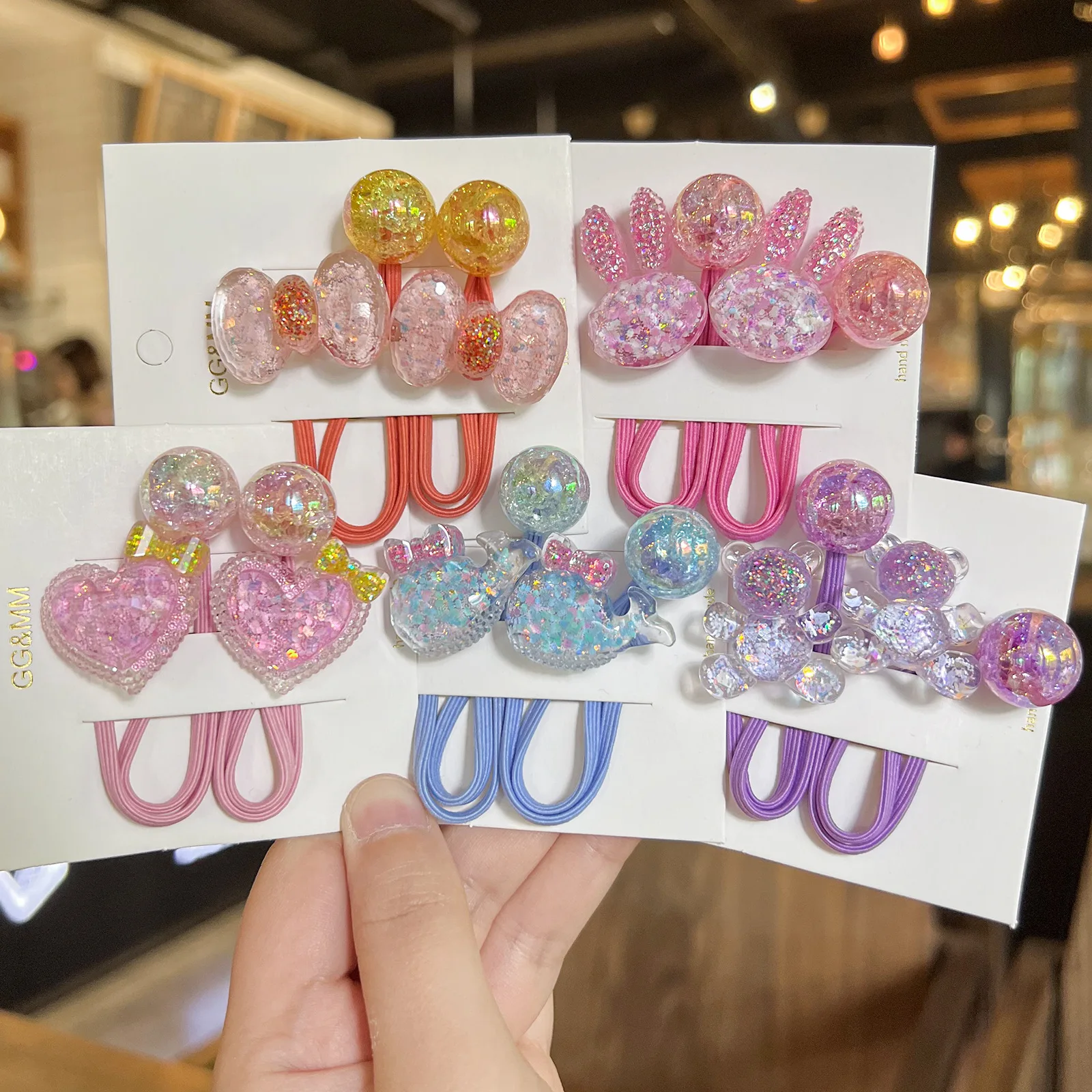 

2 шт./лот, головные уборы принцессы с медведем из мультфильма, эластичные ленты для волос для детей, серебристые милые веревки для волос принцессы, аксессуары для волос для девочек