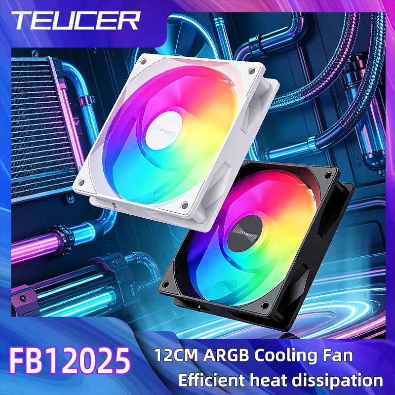 

TEUCER 120mm ARGB Case Fan PWM 4Pin 600-2000RPM Hydraulic Bearing PC Cooling Fan, 5V 3Pin Addressable RGB Fan for Computer Case