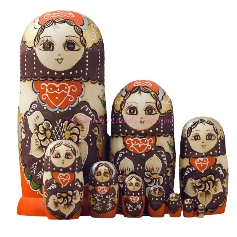 85AE 10Layers Russian Matryoshka Nesting Dolls Stackable Toy Doll Traditional Art Craft Figures Decorative Collection