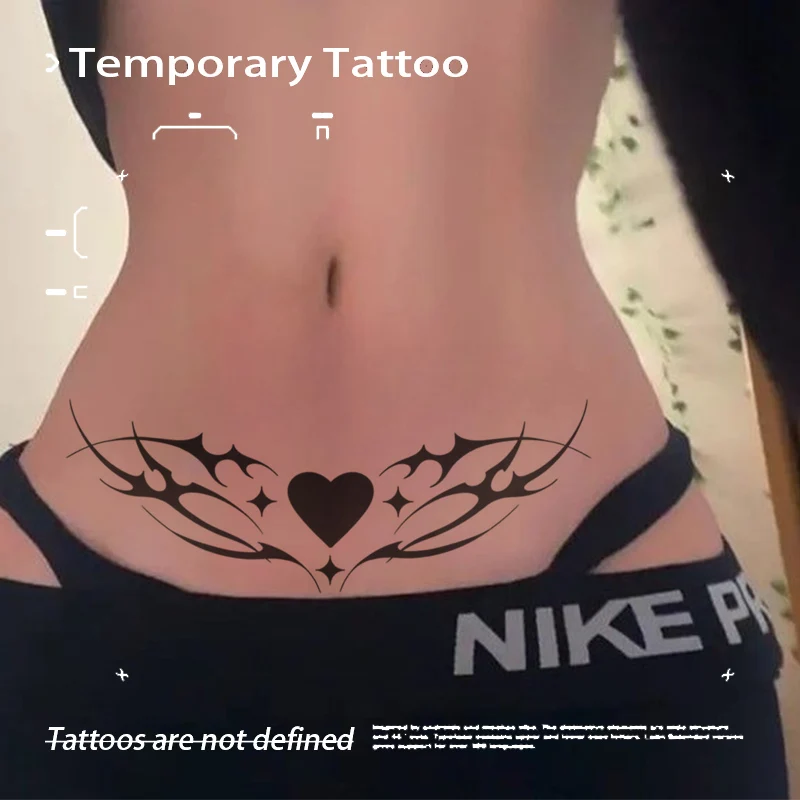مثير ساحر القلب، البطن، عصير الأعشاب، ملصقات الوشم للنساء، الوشم المؤقت للماء على الذراعين، الجسم الوشم وهمية