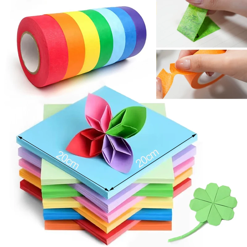 الملونة اوريغامي قوس قزح الفنان الشريط الأطفال DIY الحرف الزخرفية ملصقات ألعاب تعليمية شريط ورقي للزينة  #1