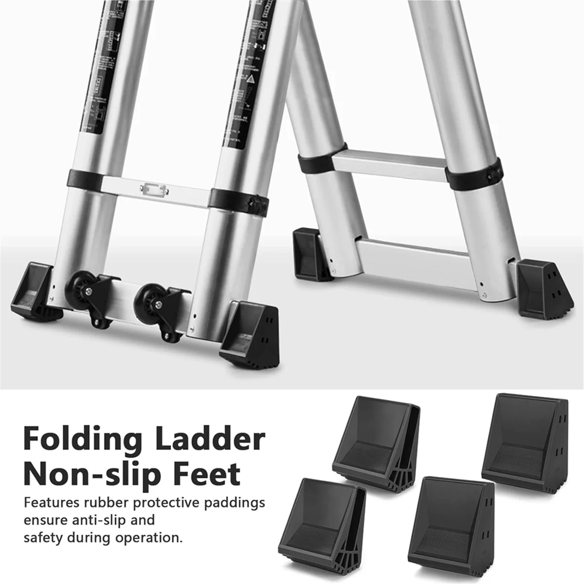 

AM38M Ladder Feet Pack of 4 Rubber Ladder Feet Non-Slip Ladder Foot Cover Stepladder Replacement Parts for Ladders Telescopic