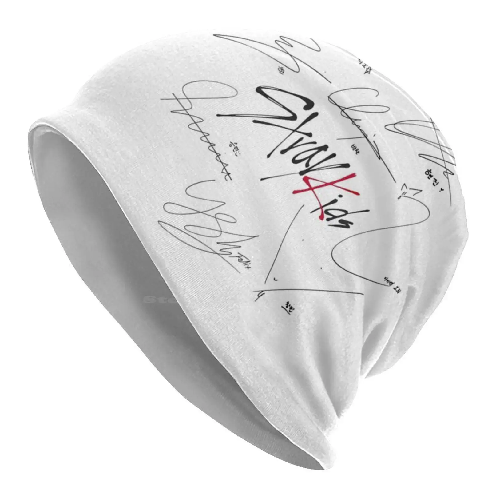 Stray Kids Ot8-Logo With Signatures ( White ) Cycling Skiing Outdoor Cap Unisex Kpop Logo Signed Signature Autograph Album