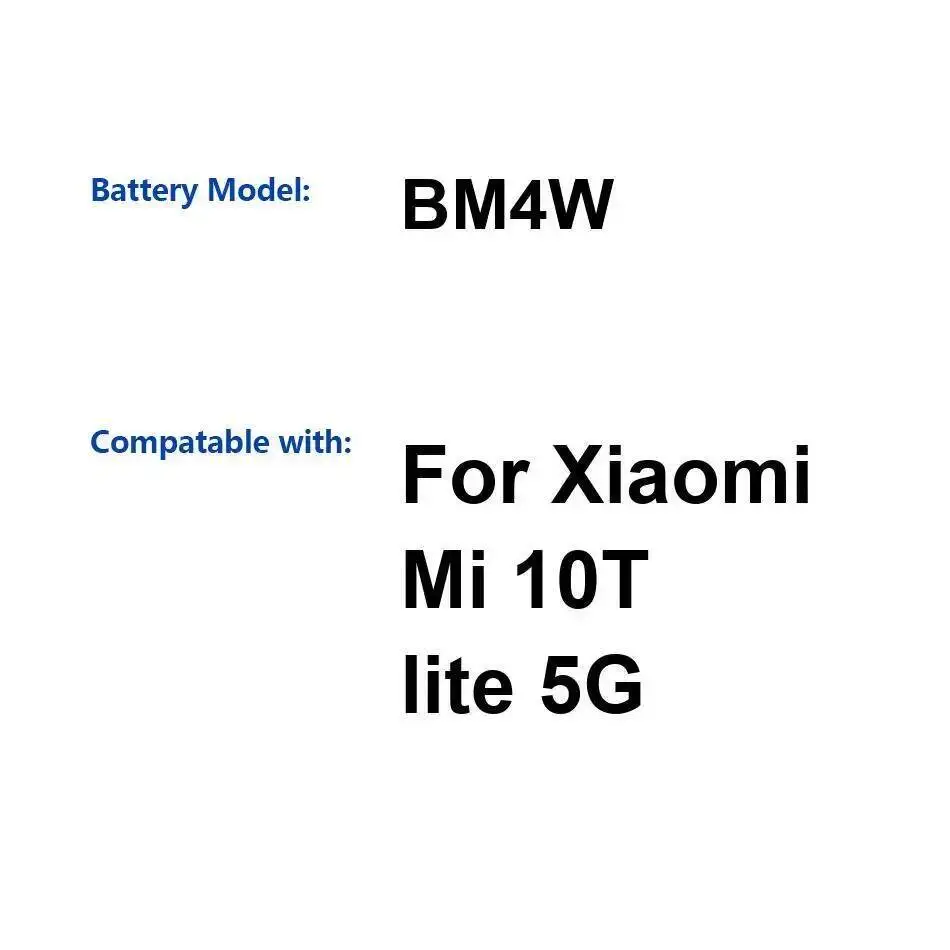 

Reliable Replacement Mobile Phone Battery Power Supply 4820Mah BM4W For Xiaomi MI 10T Lite 5G