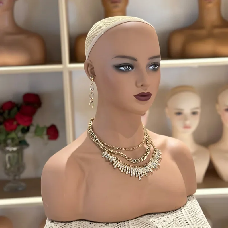 Half-body Female Mannequin Dummy Heads Bust with Shoulders for Wigs Jewelry Hats Display Manikin Doll Heads