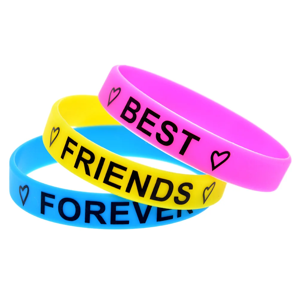 1 PC Best Friends Forever Silicone Wristband Friendship Gift Rubber Bangle