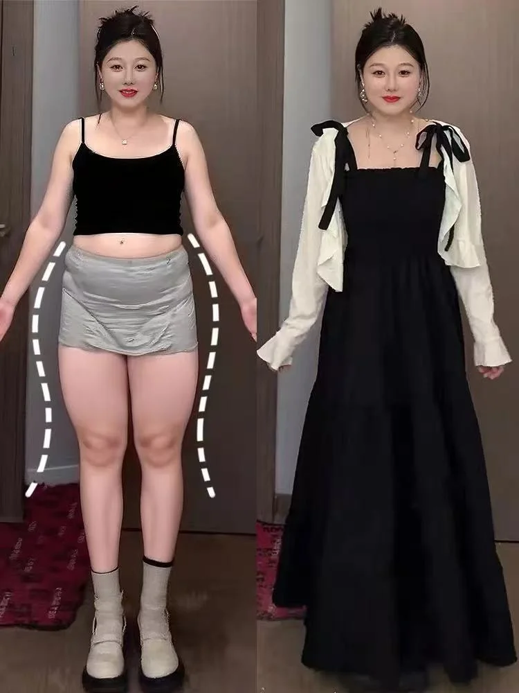 plus Size Hepburn Style Set with Open Cardigan Women's Fashion Autumn Summer Slimming Vintage Little Black Dress Ensemble