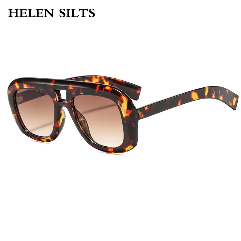 

Luxury Retro Double Bridges Square Sunglasses Women Fashion Gradient Brown UV400 Men Trending Sun Glasses