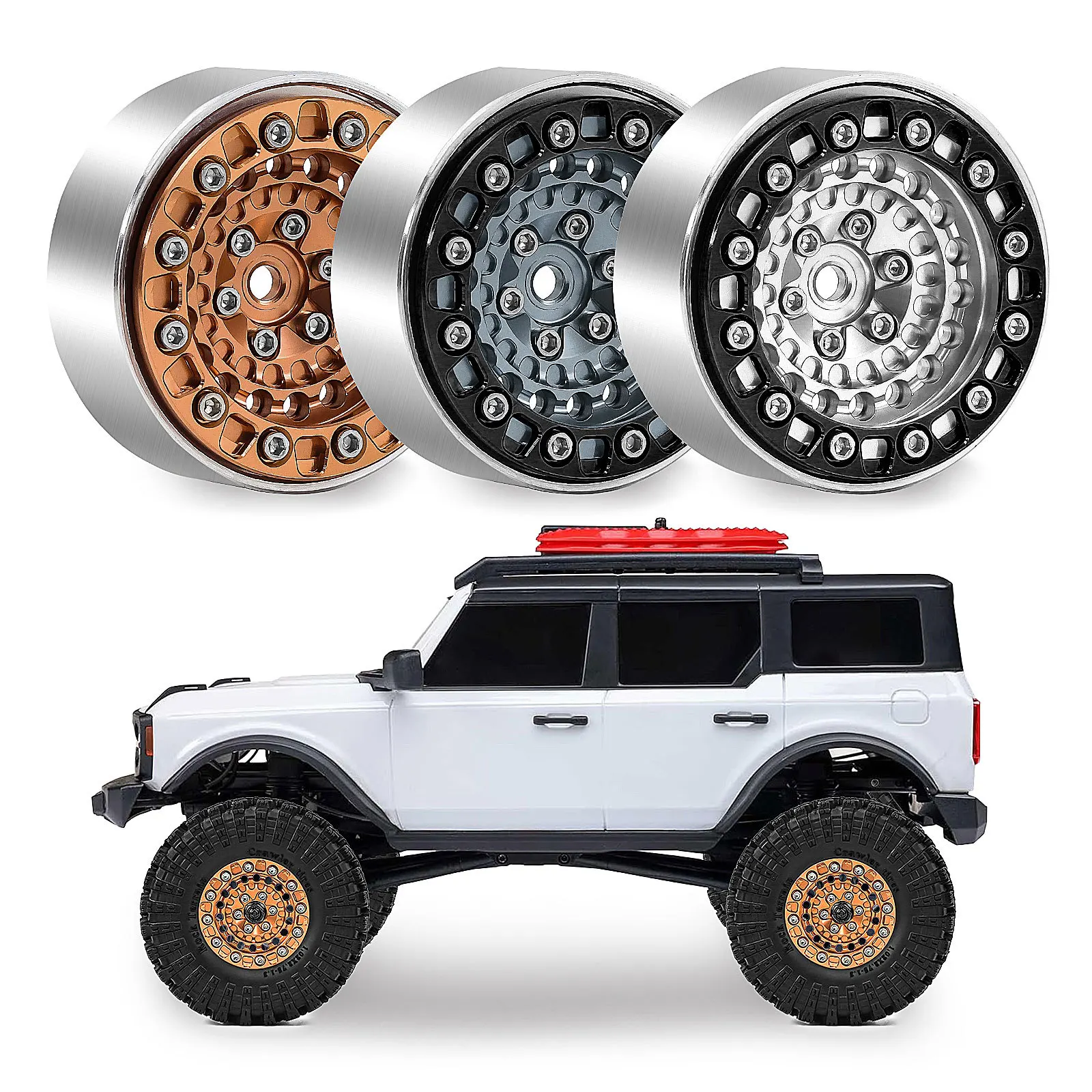

4pcs 1.3 inch Aluminum Alloy Beadlock Wheel Rim for 1/18 Traxxas TRX4M 1/24 Axial SCX24 FCX24 RC Crawler Upgrade Parts
