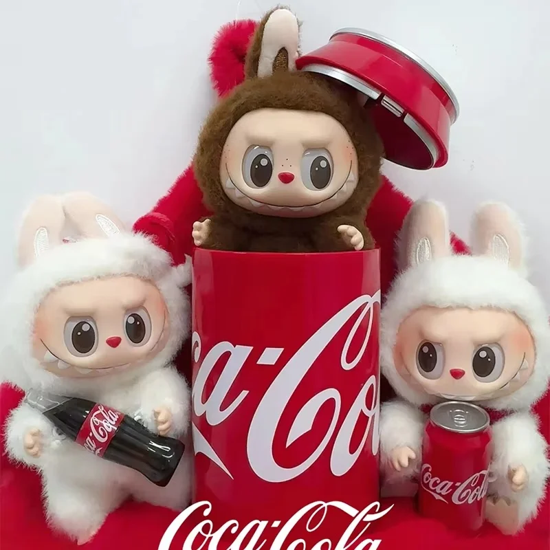 Genuine Coca Cola Labubu Plush Series Macaron 3.0 Vinyl Face Doll Action Figure Keychain Pendant Table Decoration Children Gifts