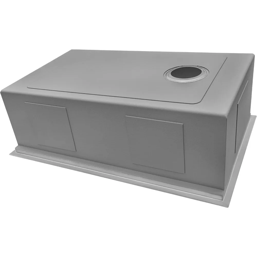 36-inch Workstation Slope Bottom Offset Drain Undermount 16 Gauge Kitchen Sink with Accessories - RVH8596,	19"D x 36"W x 9.87"H