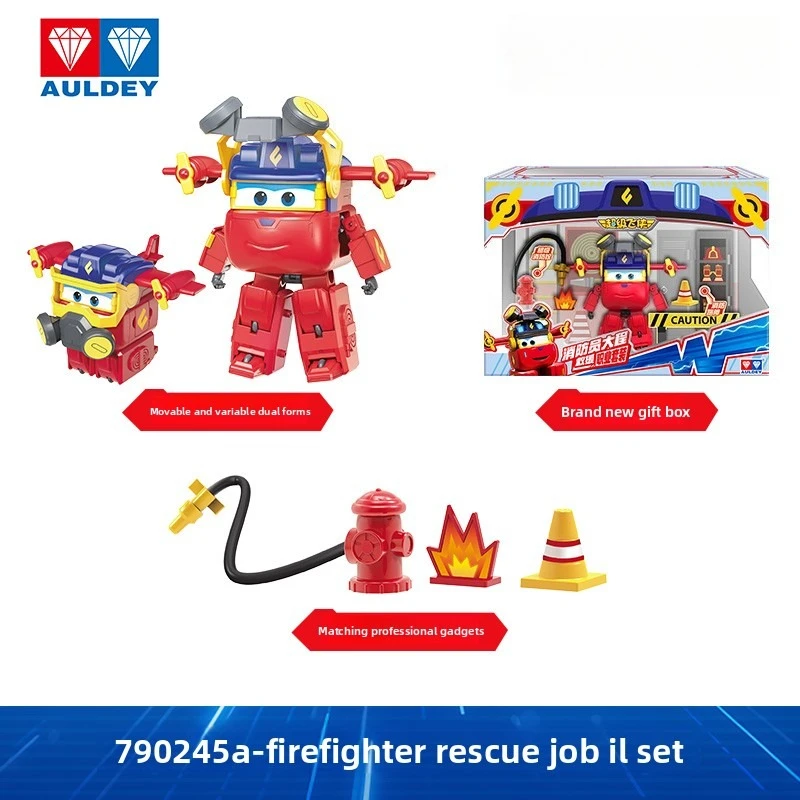AULDEY Super Wings Big Transformation Robot Set de carrière – Pack Princesse Sasha et Shérif – Jouet figurine pour enfants