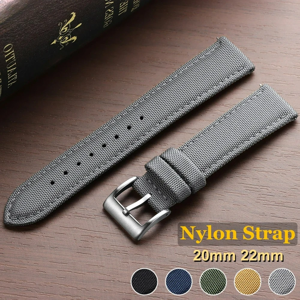 Ремешок для часов из натуральной парусной ткани премиум-класса, 20 мм, 22 мм, двусторонние тканевые ремни, водонепроницаемый нейлоновый быстросъемный браслет, спортивный ремень на запястье