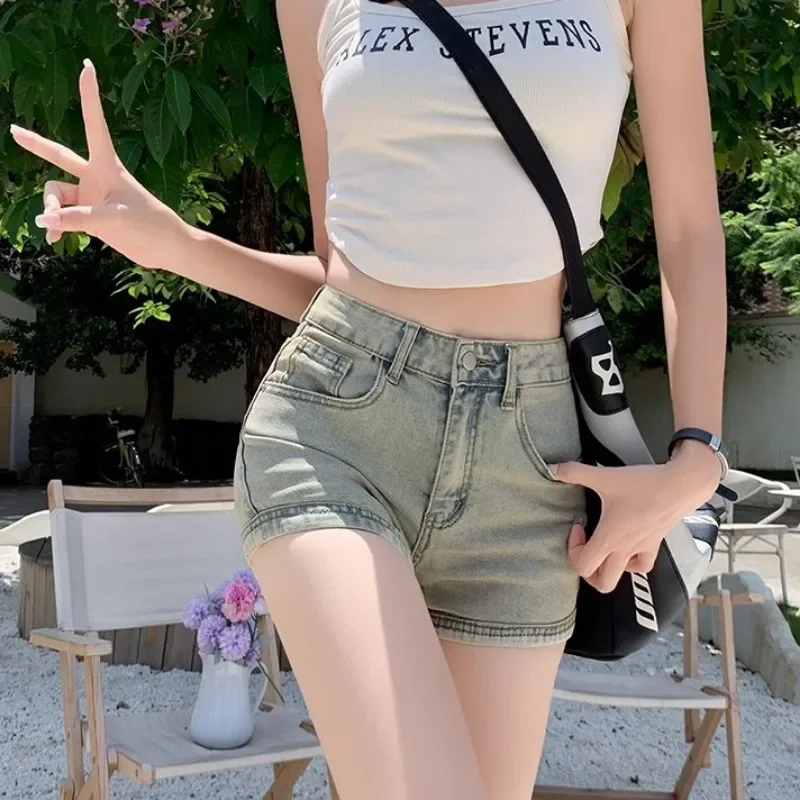 女性の夏のストリート韓国ファッションストレートレトロデニムパンツ人気のハイウエストホットガール気質レジャー