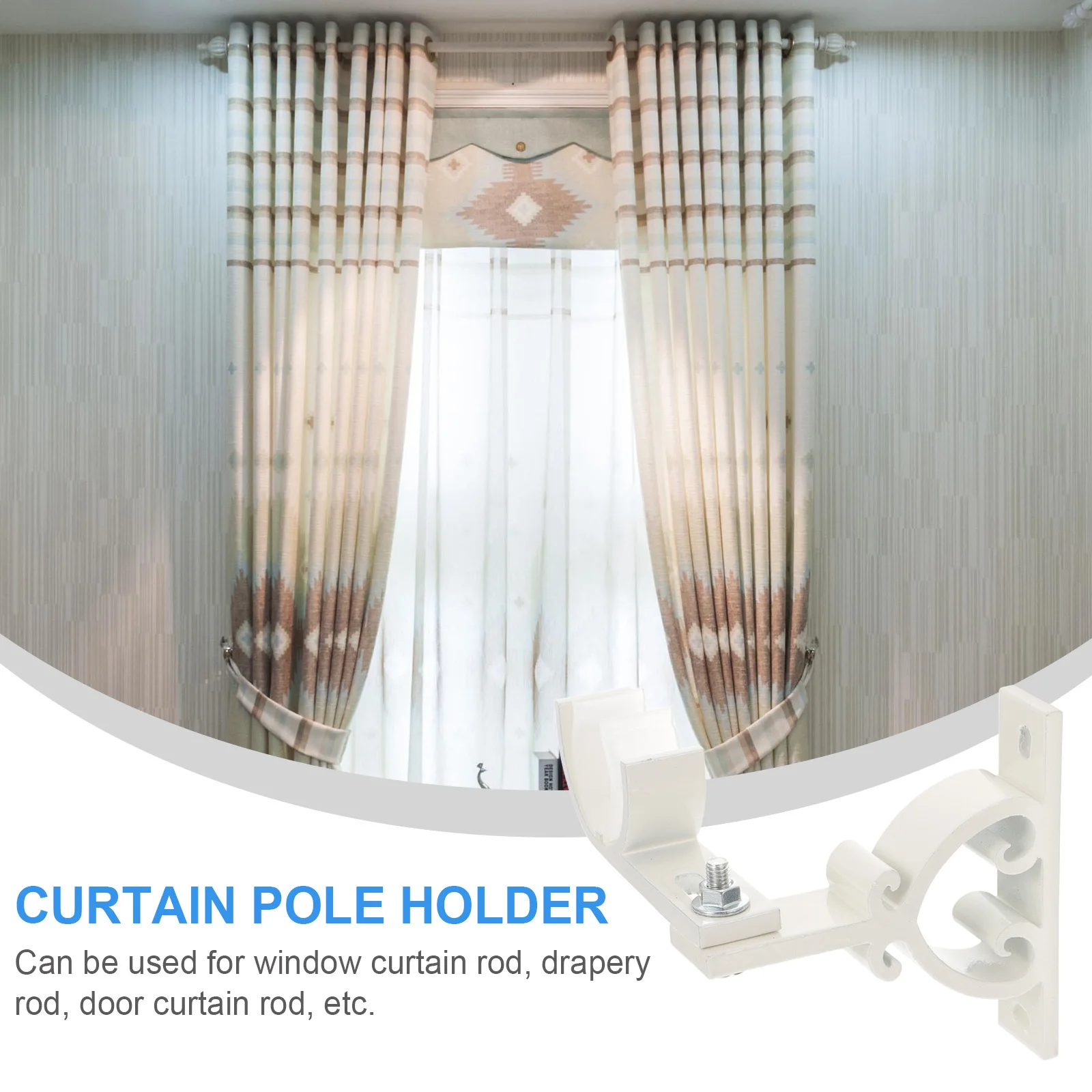 

2Pcs Aluminum Alloy Curtain Rod Bracket Heavy Duty Rod Holder for Curtain Fixing Window Drapery Support Home Supply