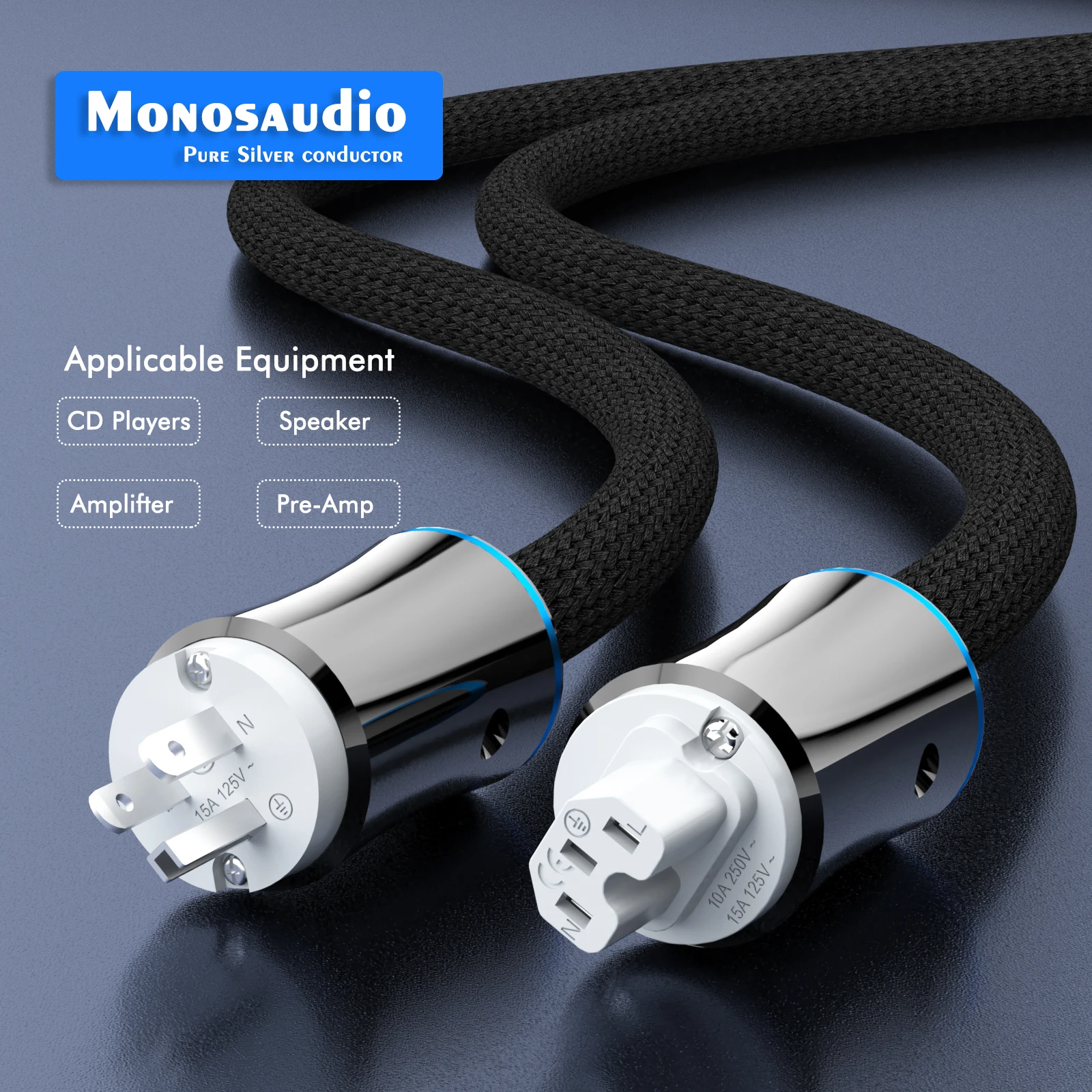 Monosaudio Reines Silber Netzteil Stromstecker HIFI Audio EU/US Netzadapter CRYO -196 ° C Frozen Über 72 Stunden gefrorenes, massives Silber-PIN – Detail 3