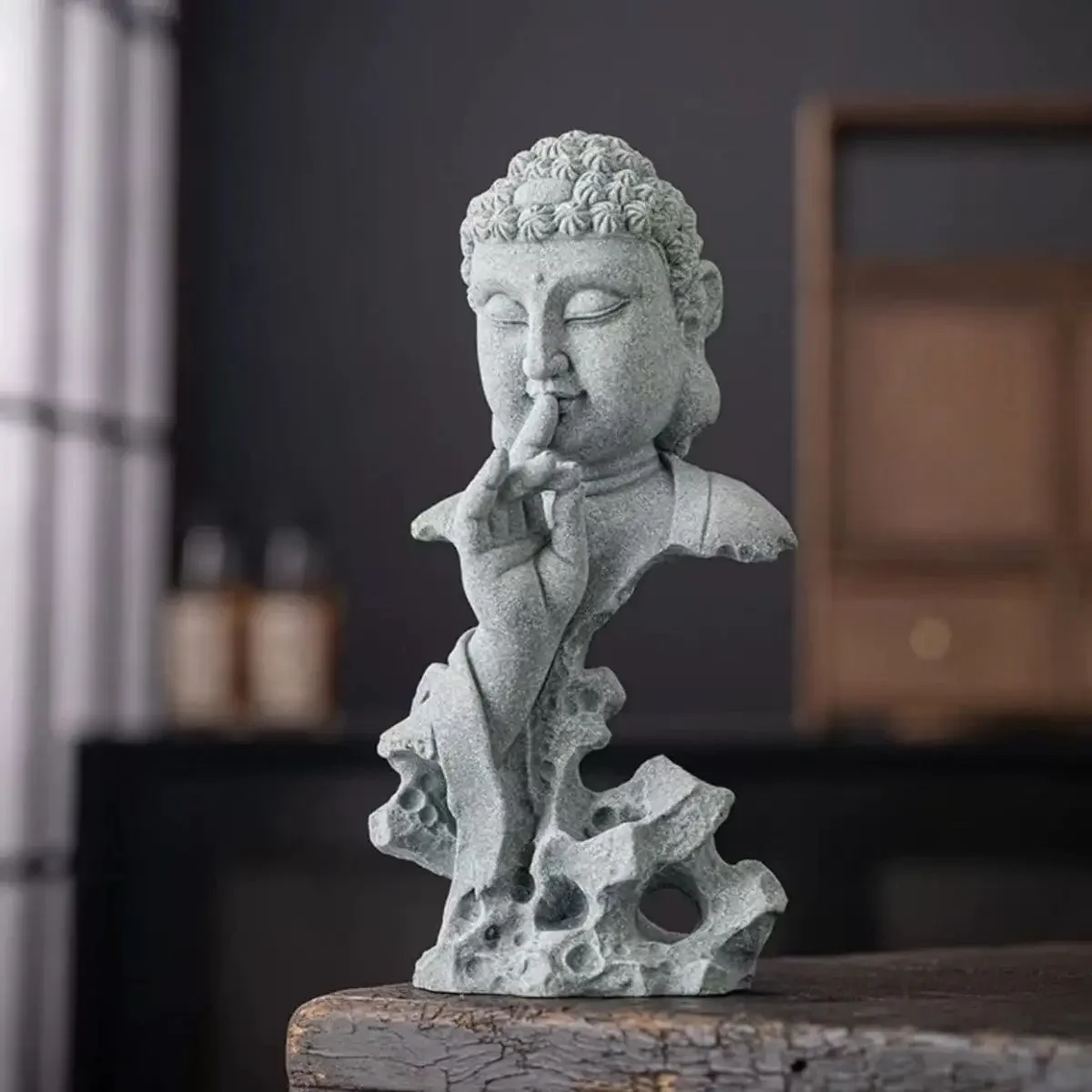 Fish Tank Aquarium Craft Ornaments Avoid Cave Buddha Head Zen Rockery Bonsai Aquarium Decorations Fish Tank Figurines