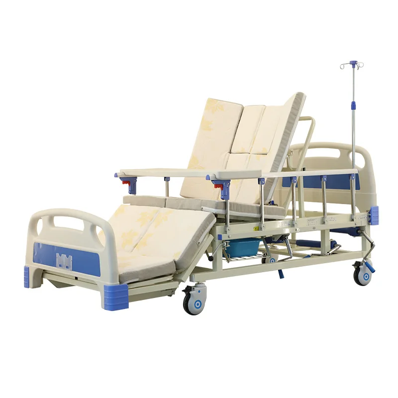 Factory Wholesale with toilet hospital cheaper price adjustable manual 3 Crank nursing medical bed