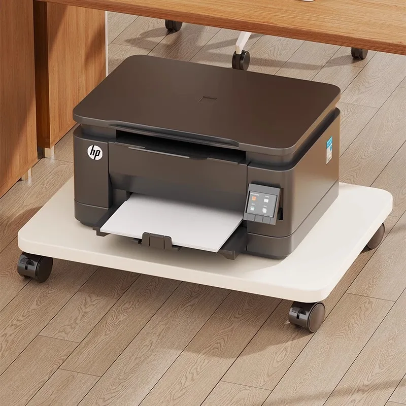 Office Under-Desk Printer Stand Floor-Mounted Movable Mainframe Tray Rectangular with Wheels