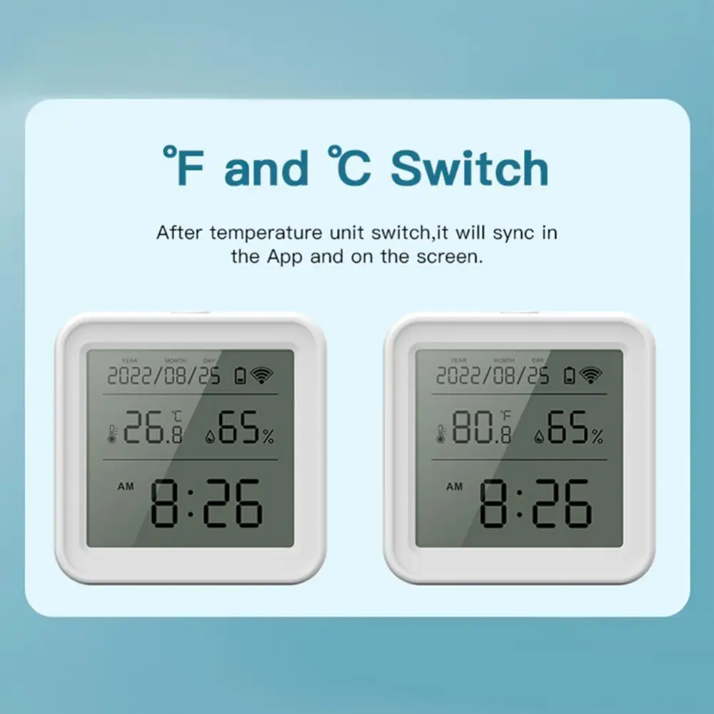 Sensor de temperatura y humedad con WiFi, termómetro inteligente para el hogar, pantalla LCD, aplicación SmartLife, funciona con asistente de Alexa,