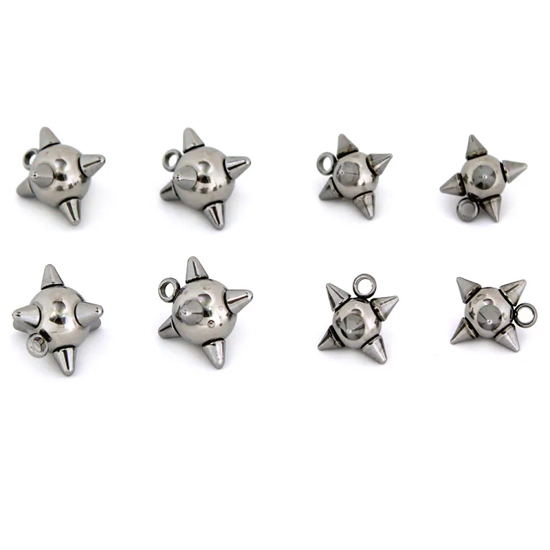10Pcs Stainless Steel Metal Spikes Ball Charms Meteor Hammer Pendants for Earrings Accessories DIY Jewelry Making Suppliers