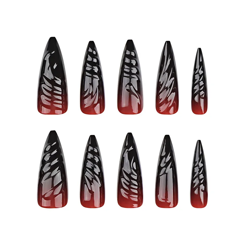 24pcs Halloween 3D Three Dimensional False Nails Blending Nail Art Press On Nails For Women and Girls Nail Art Salon wholesale