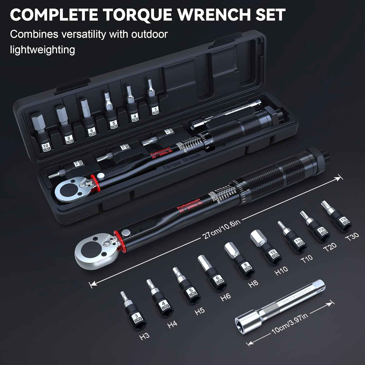 

US in Stock 1/4-Inch Drive Click Torque Wrench Set 20-200 In.-lb. / 2.26-22.6 Nm 11 Pieces Shipping From the USA
