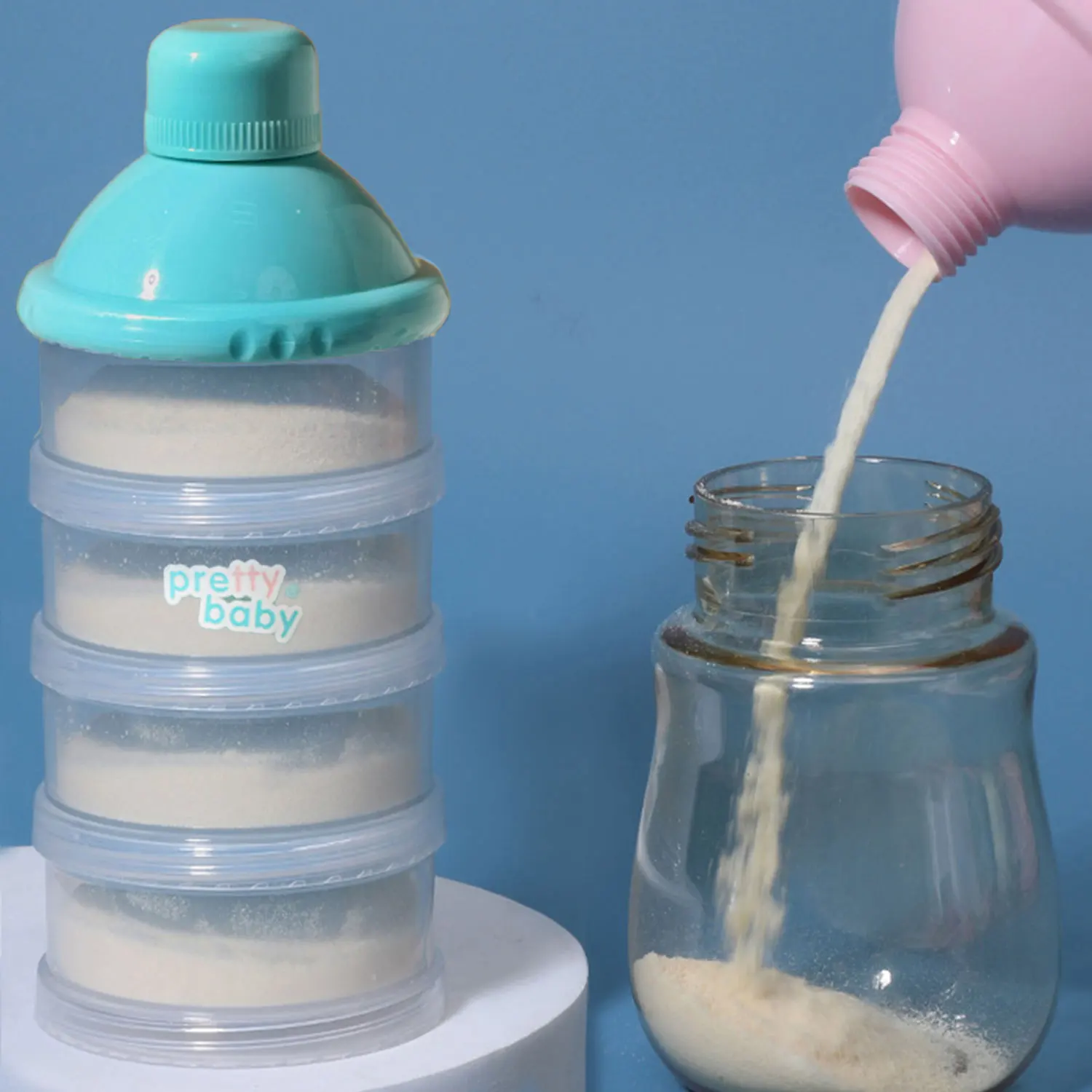 Scatola per latte in polvere multistrato trasparente staccabile a 4 strati, scatola per snack sigillata serie natalizia, scatola staccabile per latte in polvere per bambini