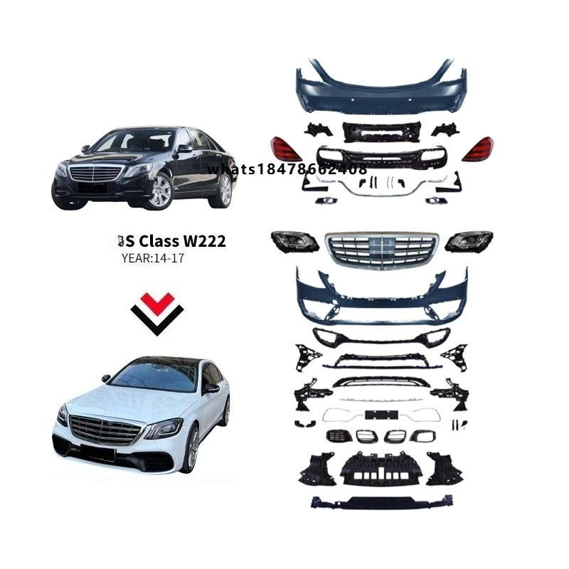 Body Kit for S Class W222 14-17 Old to New Conversion Kit Front Rear Bumper Assembly Bodykit Auto Parts Car Accessories