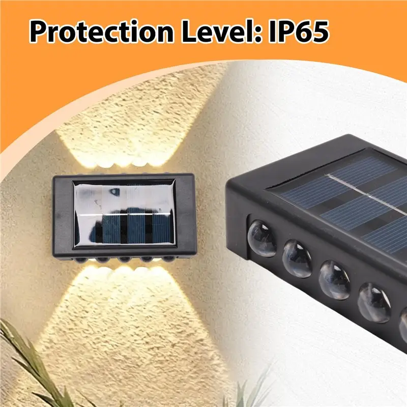 ABZC-Solar Outdoor Wall Light Waterproof Garden Decor Lights Up Down Light Wall Waterproof External Wall Washer Solar Lamp