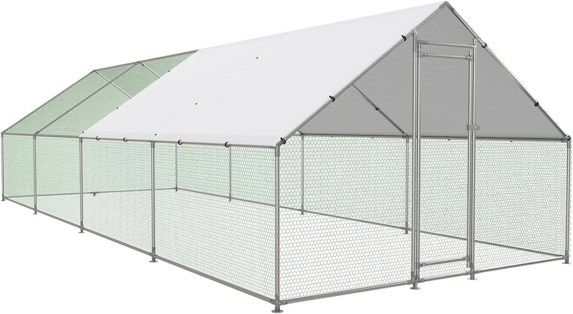 

Large Metal Chicken Coop Walk-in Poultry Cage with Water-Resident and Anti-UV Cover Duck Rabbit Cat House Outdoor Chicken Run